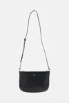 Apc A.p.c. Minimalist Black Leather Shoulder Bag With Adjustable Strap