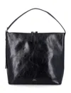 Apc A.p.c. Spacious Black Leather Vera Maxi Bag In Black