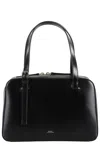 Apc Virginie Black Shoulder Bag With Removable Shoulder Strap And Front Logo In Leather Woman In Black