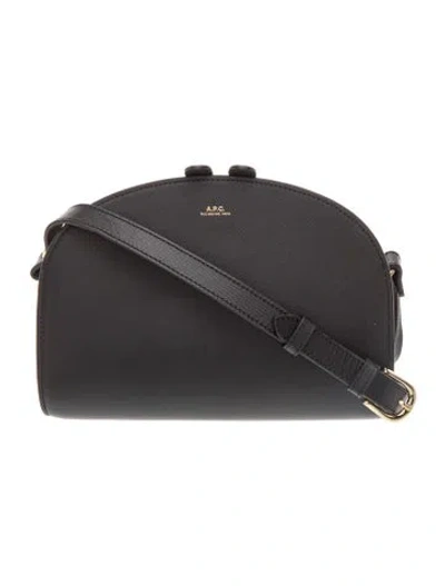 Pre-owned A.p.c. Saffiano Leather Crossbody Bag In Black