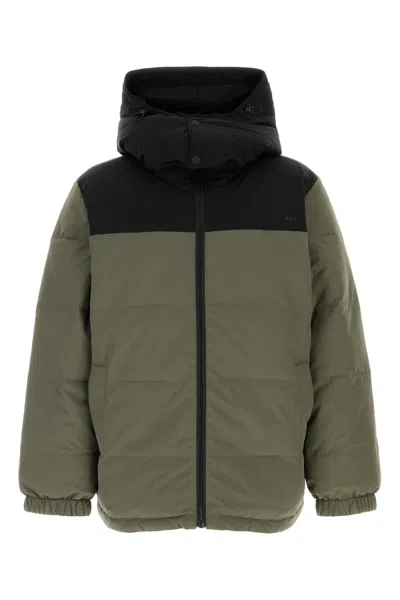 Apc A.p.c. Sage Green Stretch Polyester Reversible Padded Jacket In Multi