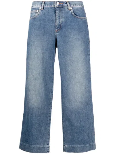 Apc Sailor Cropped Jeans In Blue