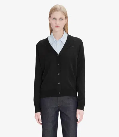 Apc Salomé Logo Cardigan L Dark Navy Blue