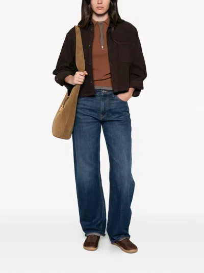 A.p.c. Samantha Brodee Cropped Button-up Shirt In Brown