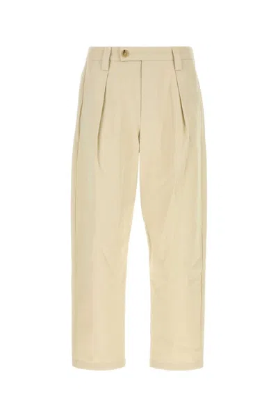 Apc Renato Tapered Pleated Herringbone Cotton Trousers In Neutral