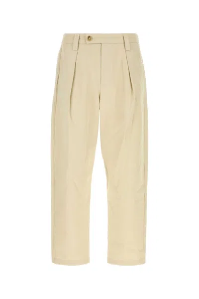 Apc Renato Tapered Pleated Herringbone Cotton Trousers In Neutral