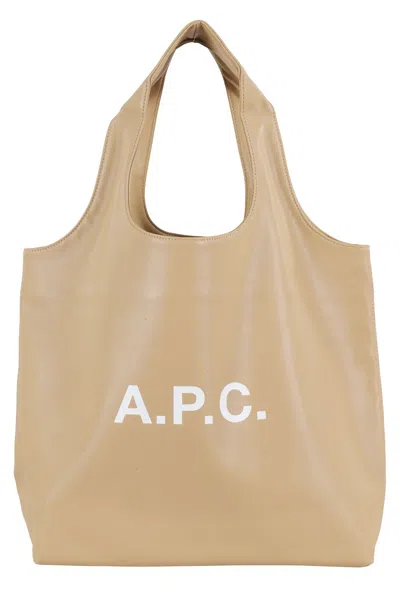 Apc A.p.c. Sandy Beige Tote With Contrasting Logo