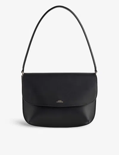 Apc Sarah Logo-embossed Leather Shoulder Bag In Noir