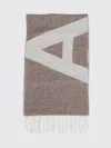 Apc A.p.c. Geometric Pattern Wool Scarf With Fringed Edges In Brown