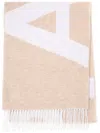 Apc Intarsia-knit Wool-blend Scarf In Beige