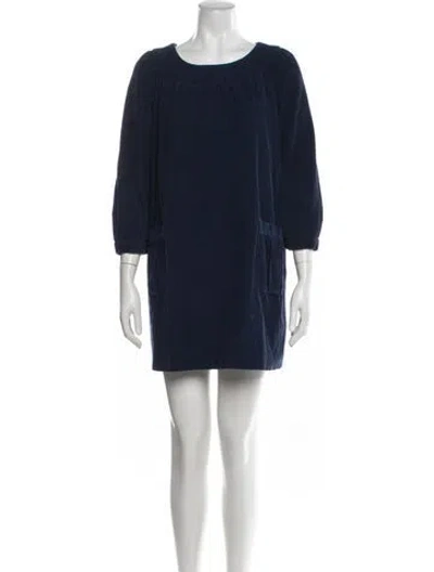 Pre-owned A.p.c. Scoop Neck Mini Dress In Blue