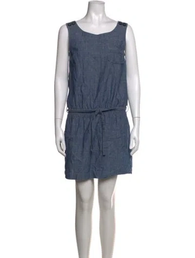 Pre-owned A.p.c. Scoop Neck Mini Dress In Blue