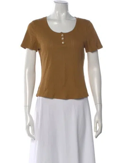 Pre-owned A.p.c. Scoop Neck Short Sleeve T-shirt In Brown