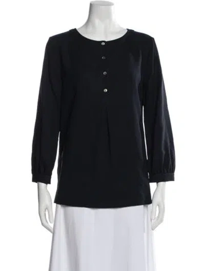 Pre-owned Apc Scoop Neck Three-quarter Sleeve Blouse In Blue
