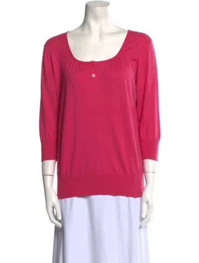 Pre-owned A.p.c. Scoop Neck Three-quarter Sleeve Top In Pink