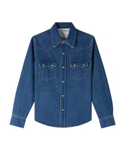 Apc Sculpted-buttons Denim Shirt In Blue