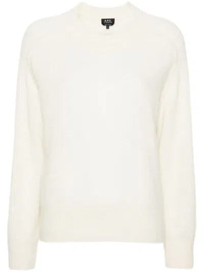 Apc Alpaca Wool-blend Brushed Jumper In White