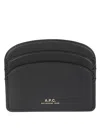 Apc A.p.c. Semi-circular Black Leather Cardholder With Multiple Slots