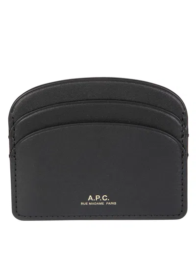 Apc A.p.c. Semi-circular Black Leather Cardholder With Multiple Slots