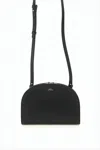 Apc Semi-circular Black Leather Crossbody Bag In Black