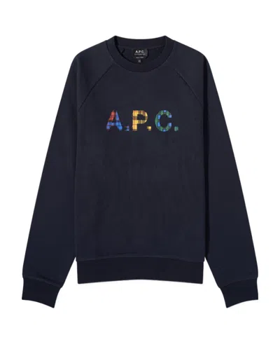 Apc Shaun Tartan-logo Sweatshirt In Black