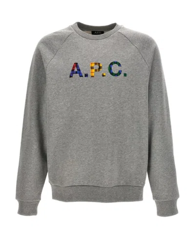 Apc A.p.c. Logo Printed Crewneck Sweater In Grey