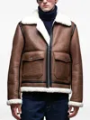 Apc Shearling-trim Jacket In Brown