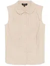 Apc Sleeveless Cotton Shirt With Peter Pan Collar In Beige