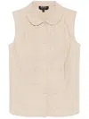 Apc Sleeveless Cotton Shirt With Peter Pan Collar In Neutrals