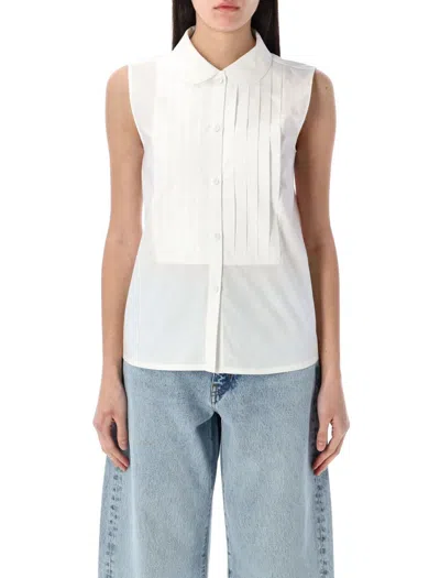 Apc A.p.c. Pintuck Detailed Sleeveless Shelly Shirt In White