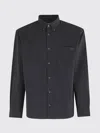 Apc A.p.c. Logo-embroidered Long-sleeved Shirt In Black