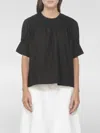 Apc A.p.c. Smocked Bodice Cotton Blouse In Black