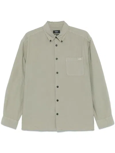 Apc A.p.c. Shirt In Kae Vert Grise