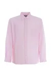 Apc Pink Shirt With Classic Collar And All-over Striped Motif In Cotton Man In Pink