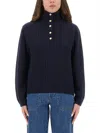 Apc A.p.c. Thea Wool Turtle Neck Sweater In Blue