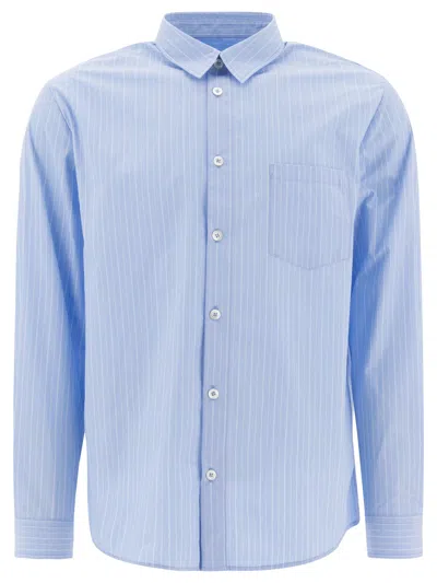 Apc Collared Shirt With Pocket And Long Sleeves In Blue