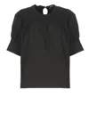 Apc A.p.c. Smocked Bodice Cotton Blouse In Black