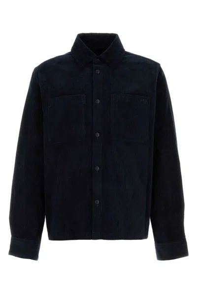Apc Corduroy Leon Shirt Chest Pockets In Black