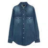 Apc Long-sleeved Denim Shirt In Blue