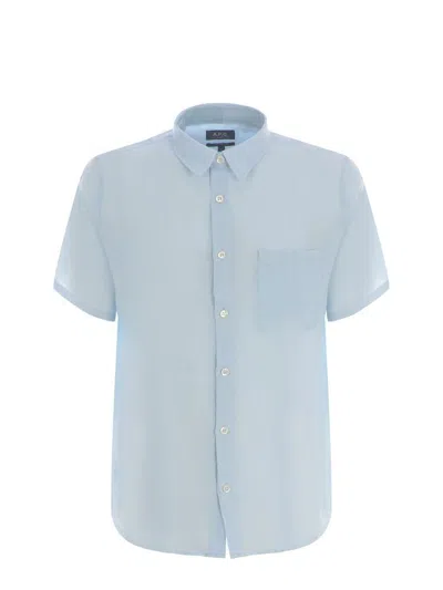 Apc Bellini Short-sleeve Pocket Shirt In Blue