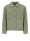 Apc A.p.c. Textured Cotton Shirt With Classic Collar In Green