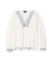 Apc V-neck Blouse With Buttoned-cuff Sleeves In White