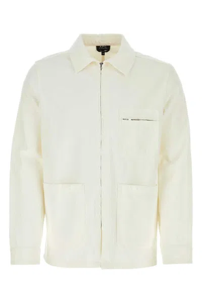 Apc A.p.c. Connor Zipped Denim Jacket In White