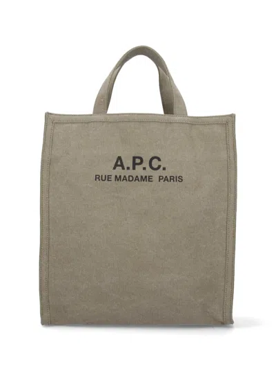 Apc Shopper Bag With Logo Print In Green