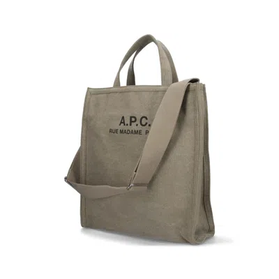 Apc A.p.c. Shopper Bag With Logo Print In Green