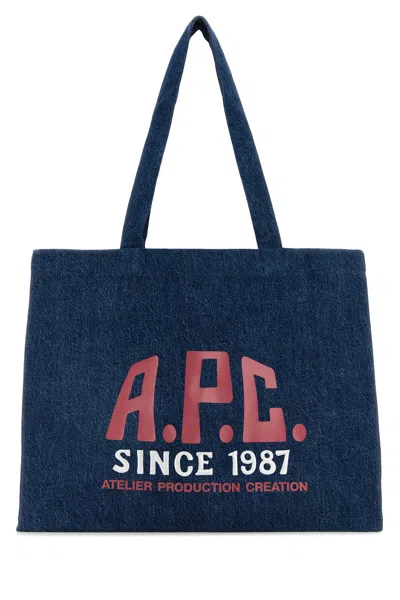 Apc A.p.c. Women Denim Diane Shopping Bag In Blue