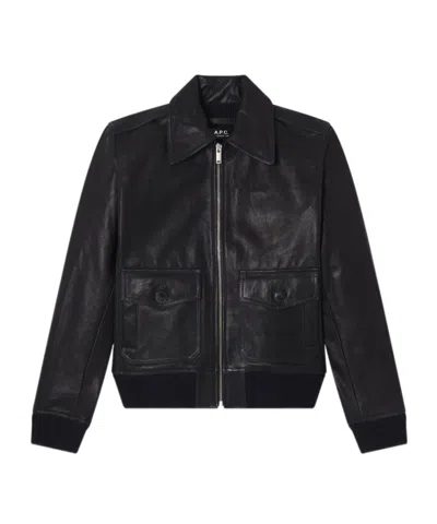 A.p.c. Short Black Leather Jacket -