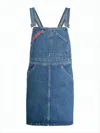Apc Short Denim Dress With Adjustable Straps In Animal Print