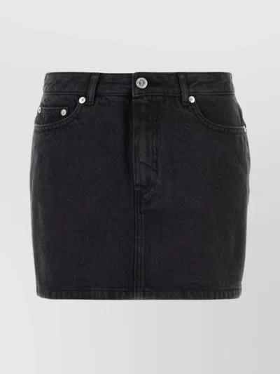 Apc Short Denim Skirt With Pockets And Loops In Black