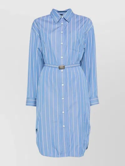 Apc Short Shirt Dress Long Sleeves Belt In Blue